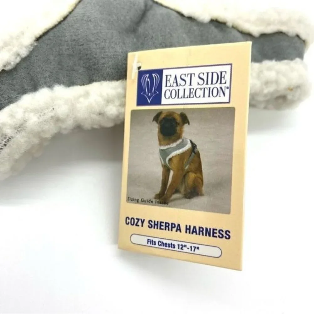 East Side Collection Cozy Sherpa Dog Pet Harness Faux Suede Size Small Gray